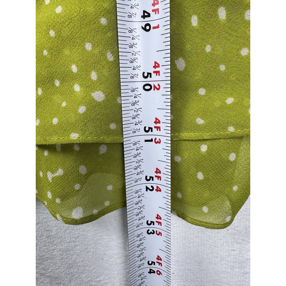 Cynthia Howie Silk Dress Size 12 Lime Green Abstract Dot Sleeveless Lined - Picture 7 of 10